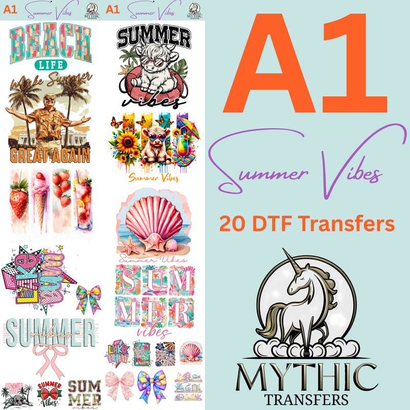 Beach Life, Summer Vibes, Tropical Animal Designs, Fun Summer Apparel, DIY Craft Supplies, Ready-to-Press Transfers, Vibrant Graphics, Beach Themes