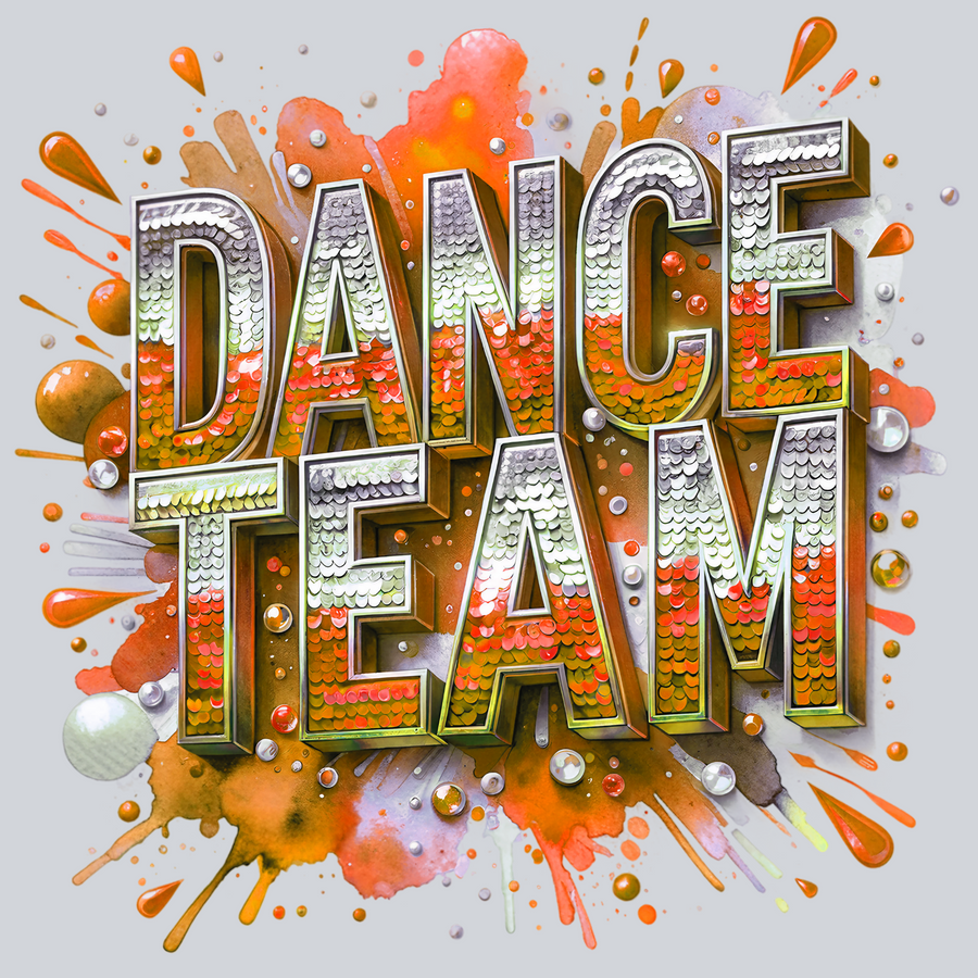 Dance Team Sequins Transfers, Dance Team Transfers, Orange, Glitter, Sparkle, Dancer Designs, Cheerleading, Creative Descriptor, DTF Transfer