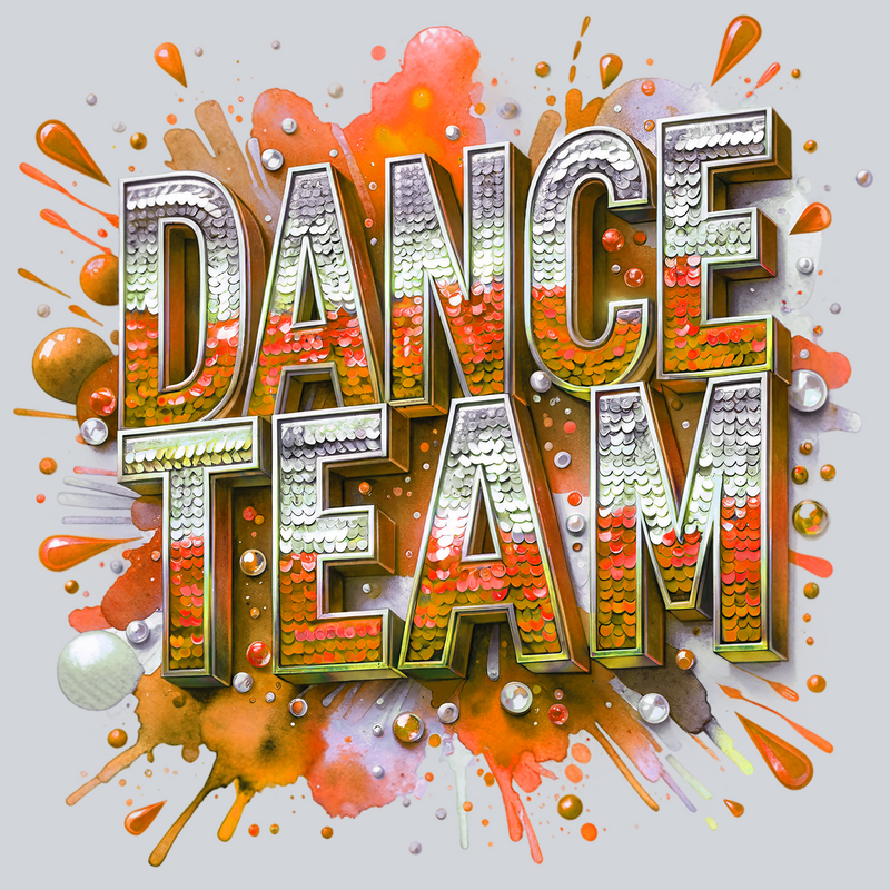 Dance Team Sequins Transfers, Dance Team Transfers, Orange, Glitter, Sparkle, Dancer Designs, Cheerleading, Creative Descriptor, DTF Transfer