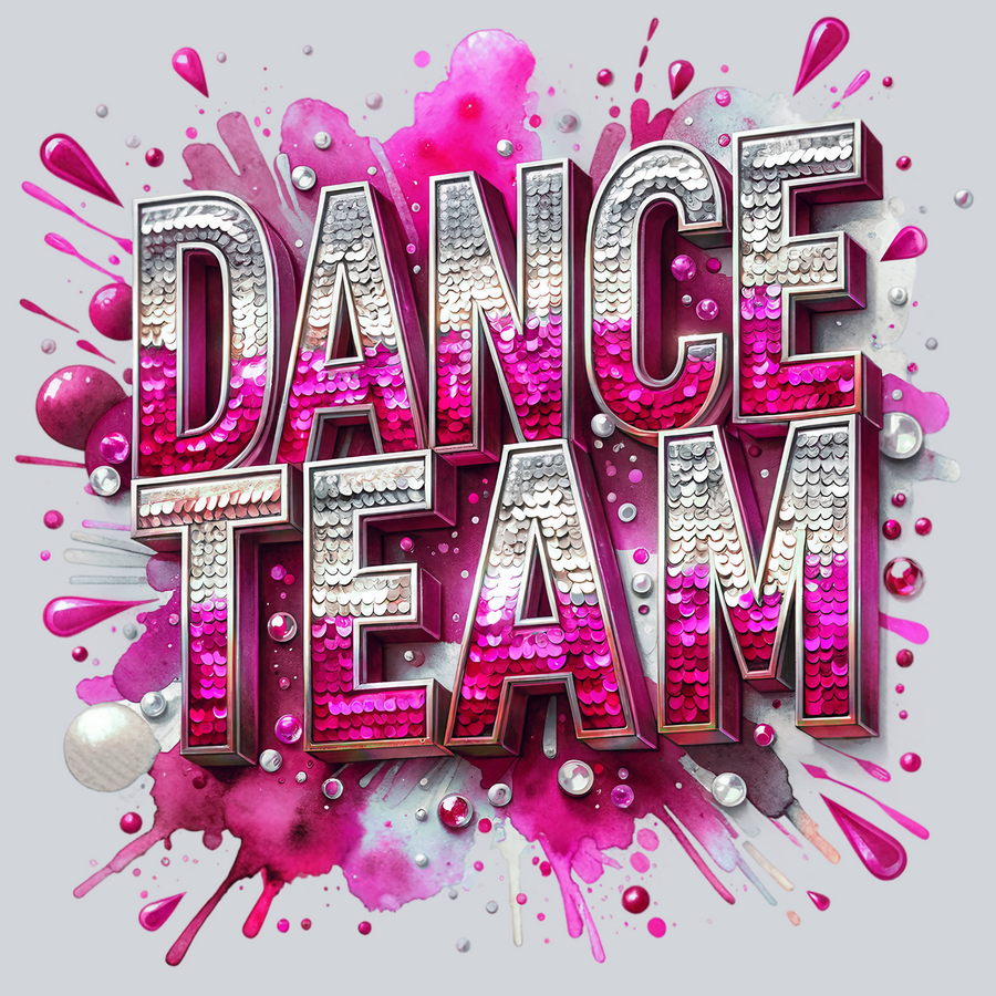 Dance Team Sequins Pink Transfers, Dance Transfers, Cheer Season, Team Spirit Designs, Sequins, Glitter, Dance Team