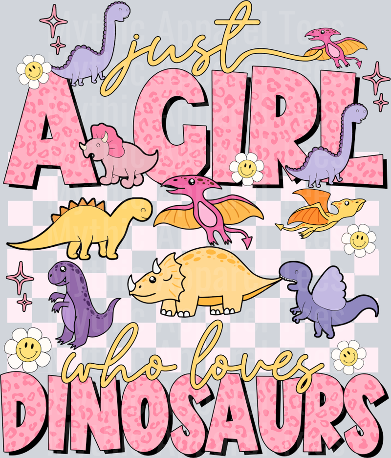 just a gril who loves dinosaurs DTF Infant - Youth Girl Transfers