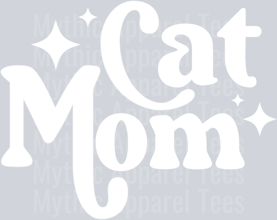 Cat Mom Retro Letters White