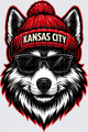 NFL Mascots Kansas City Wolf in Red Beanie and Sunglasses