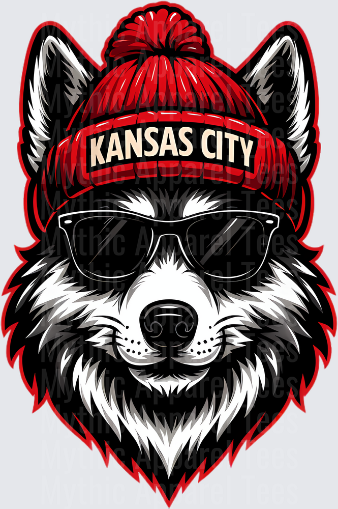 NFL Mascots Kansas City Wolf in Red Beanie and Sunglasses