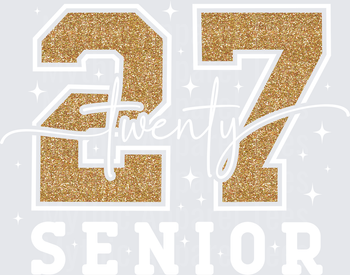 Gold Glitter Varsity Number 27 Senior Class of 2027