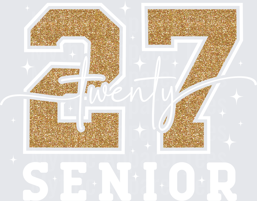 Gold Glitter Varsity Number 27 Senior Class of 2027