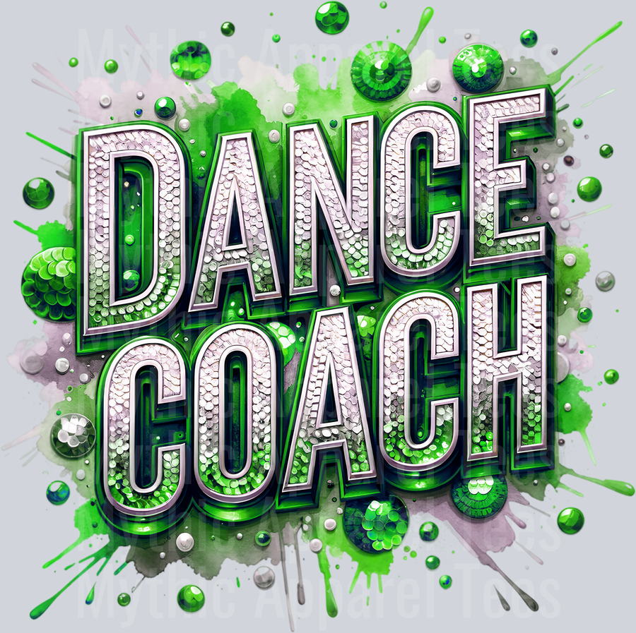 0016 Dance Coach Sequins Green DTF Dance Coach Transfers