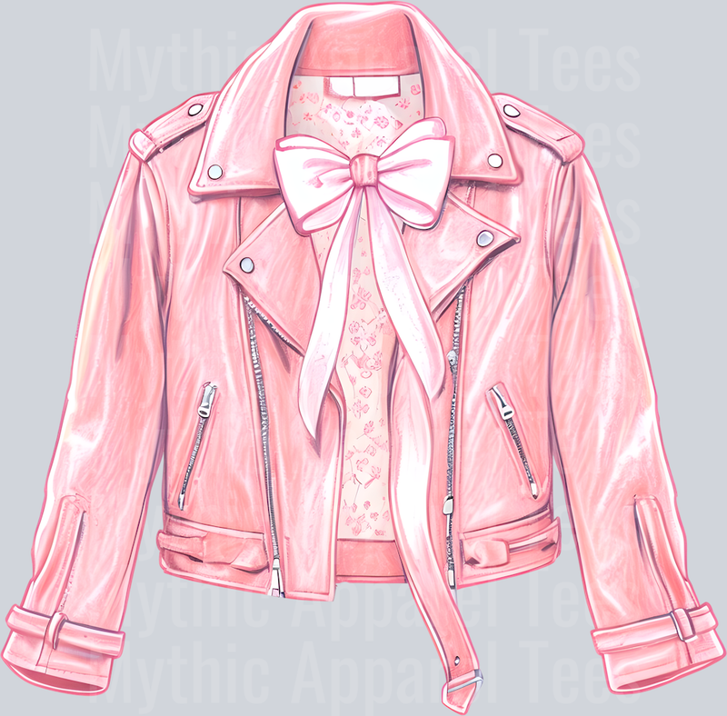 Leather Jacket and pink bow Cowgirl Western Southern Girl Pink