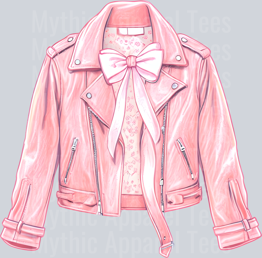 Leather Jacket and pink bow Cowgirl Western Southern Girl Pink