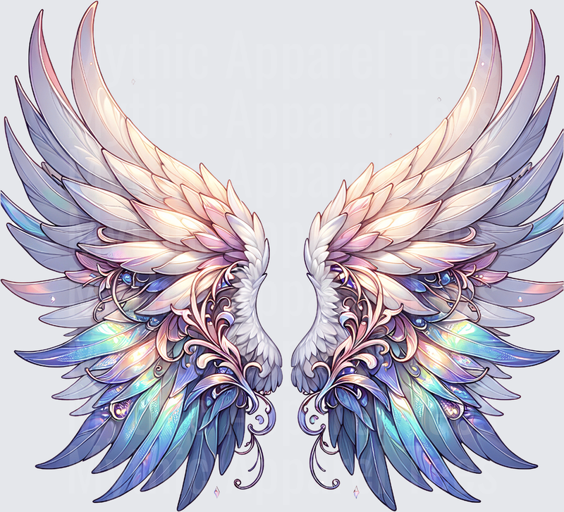Angel Wings Iridescent Fantasy Pastel Ornate Feathered Pair