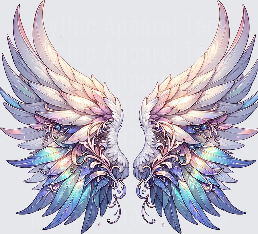 Angel Wings Iridescent Fantasy Pastel Ornate Feathered Pair
