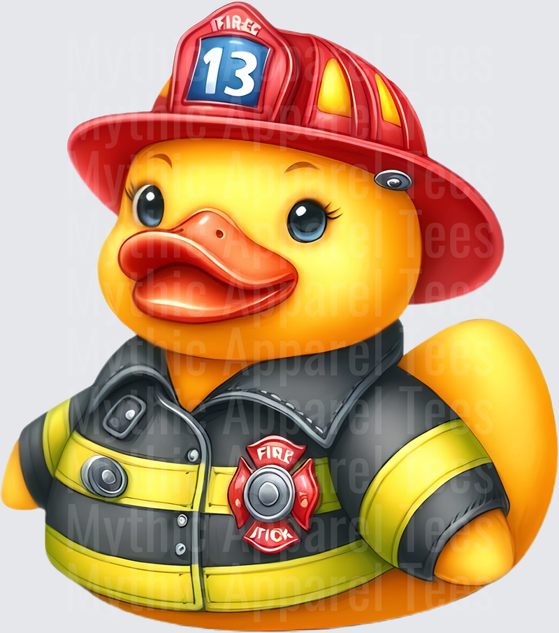 Rubber Duck in Uniform Firefighter Helmet Number 13 Badge