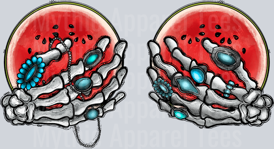 Skeleton Hand Watermelon Boobs
