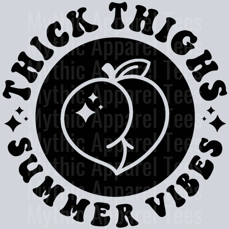 Thick Thighs Summer Vibes Pocket Design Wavey Retro Style Funny Shirt Design
