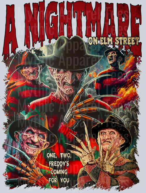 Freddy Krueger A nightmare on elm street in multiple movie scenes Halloween DTF Horror Movie Transfers
