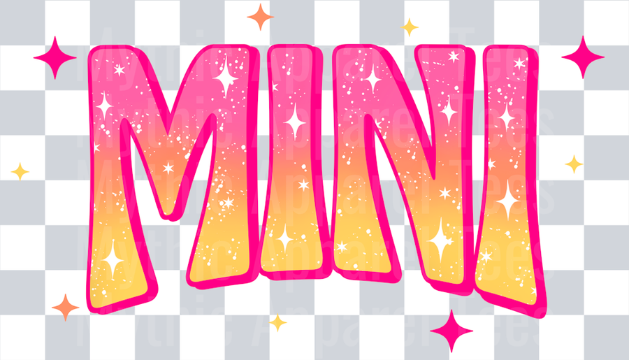 MINI Checkered Pink to Yellow Mini WhiteDTF Mini Momma Transfers