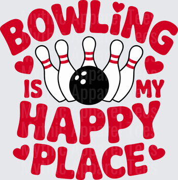 Bowling Is My Happy Place Red Heart Pins Ball Design