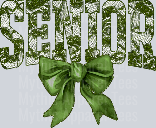 Olive Green Lace Senior St Patrick's Day College Font Floral and shamrock pattern