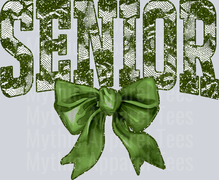 Olive Green Lace Senior St Patrick's Day College Font Floral and shamrock pattern
