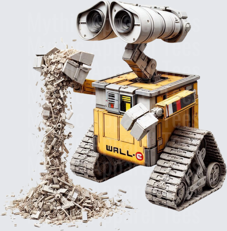 WALL-E Robot Tossing Pile of Debris and Trash Compactor Cube Pixar Character Dynamic Action Scene