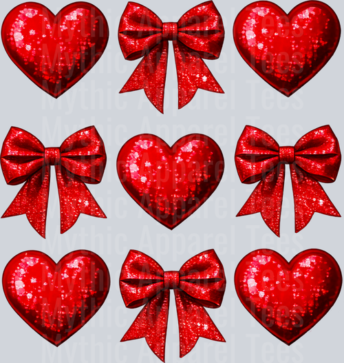Hearts And Bows red Coquette Style Combo Valentines Day Design