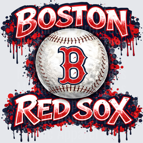 MLB Transfers Boston Red Sox Baseball with Paint Splatter Effect