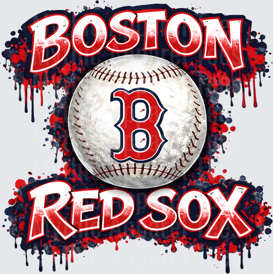 MLB Transfers Boston Red Sox Baseball with Paint Splatter Effect