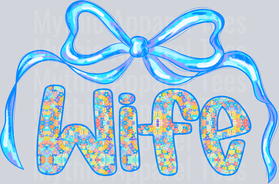 Wife Blue Iridescent DTF Wife Transfers