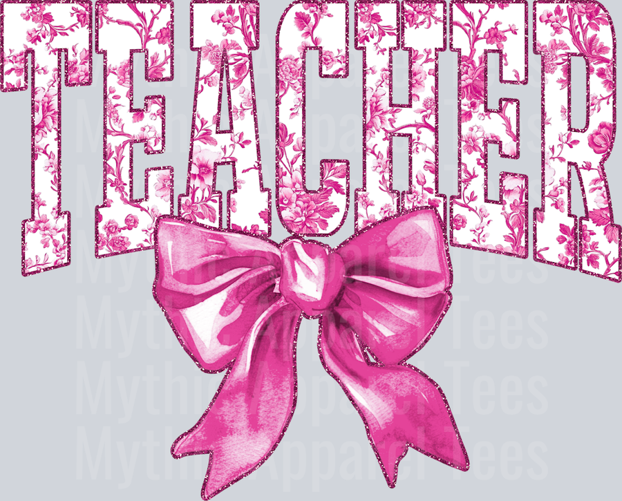 Light Pink Toile Teacher College Font Floral Teacher Design