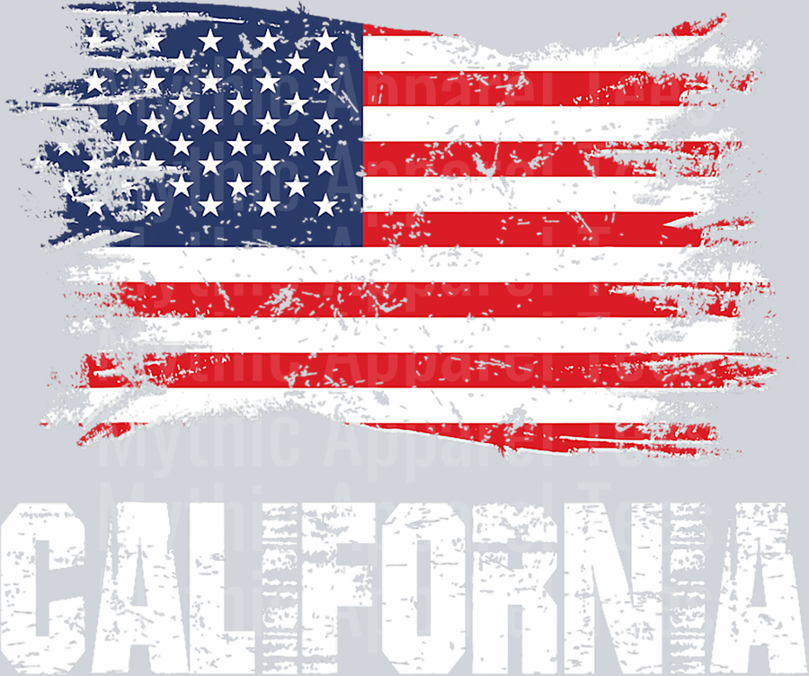 Tattered American Flag California distressed font DTF Patriotic Transfers
