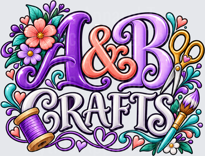 A&B Crafts Decorative Typography with Flowers Scissors Thread Spool and Paintbrush