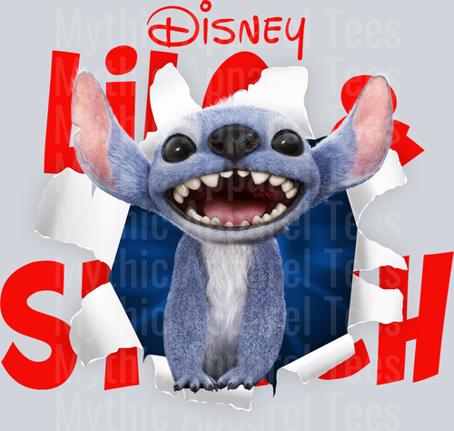 Stitch breaking through screen DTF Lilo and Stitch Transfers