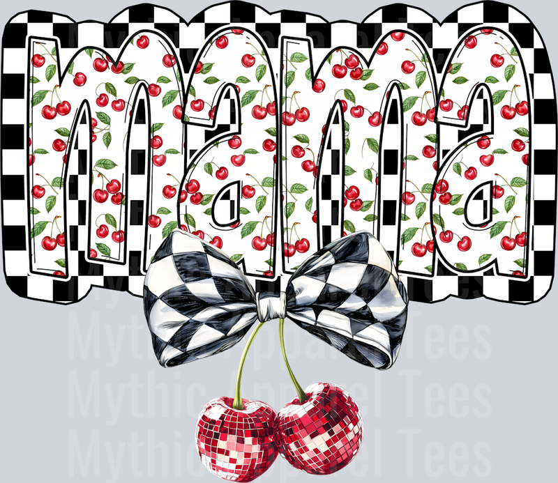 MaMa Cherries and Checkers DTF MaMa Transfers