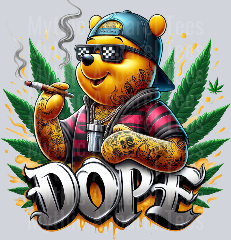 Winnie the pooh DOPE Smoking Pop Culture DTF Weed Transfers