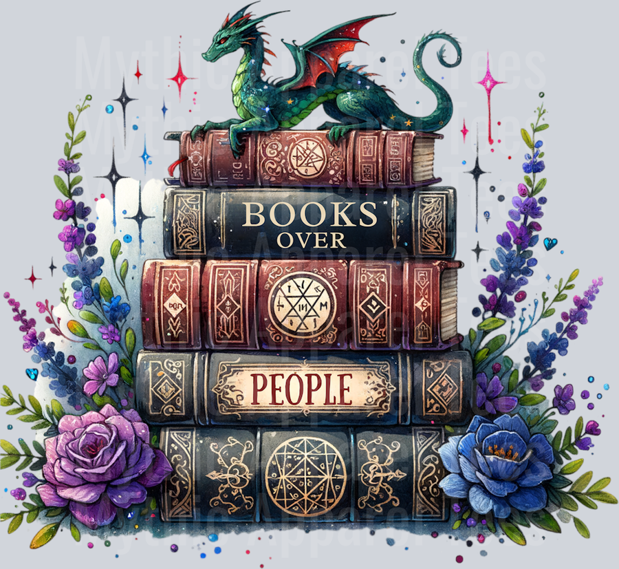 Books Over People Dragon Romance DTF Book Transfers