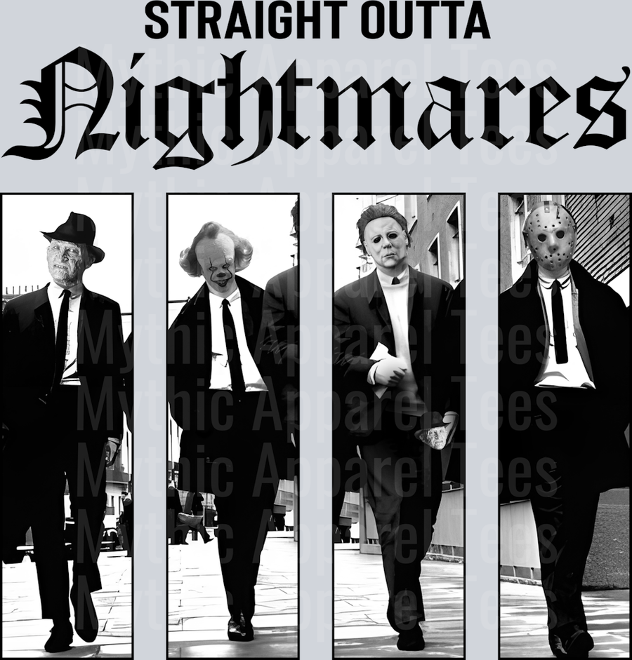 Straight Outta Nightmares Jason Michael Pennywise Freddy Halloween DTF horror Movie Transfers