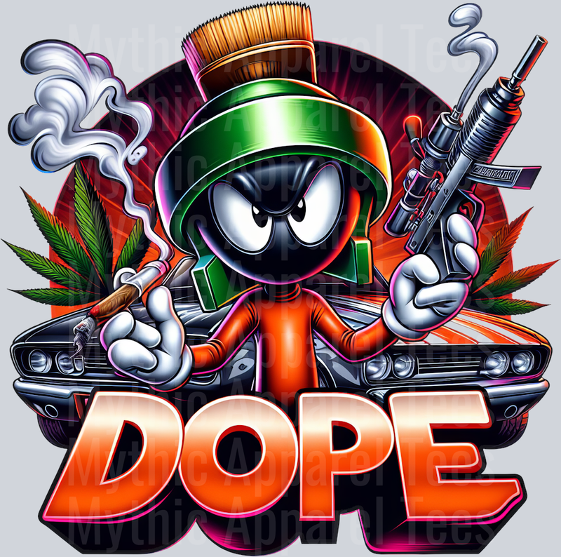 Marvin the Martian hot rod gun Smoking Pop Culture DTF Weed Transfers