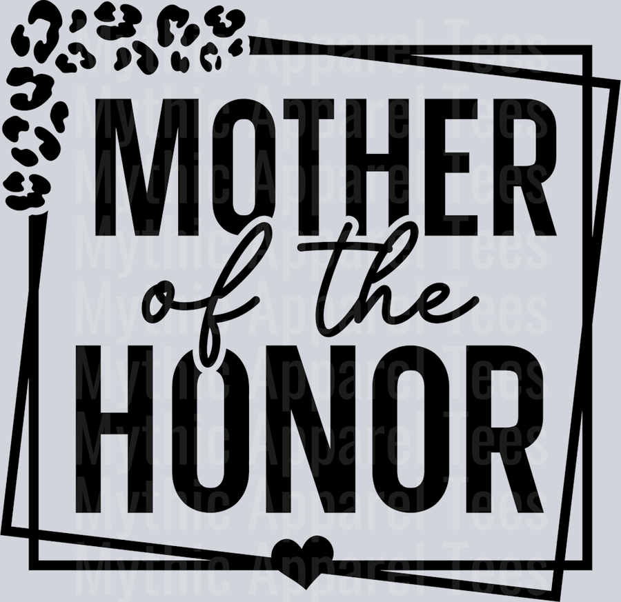 Mother of honor Black with hearts DTF Wedding Transfers
