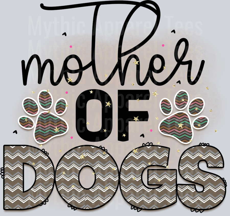 Mother of dogs tan and grey paw prints DTF Dog Transfers