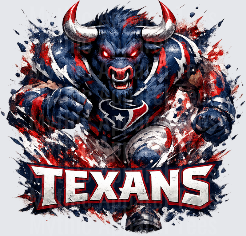 NFL Houston Texans Raging Bull Red Eyes Splatter Design