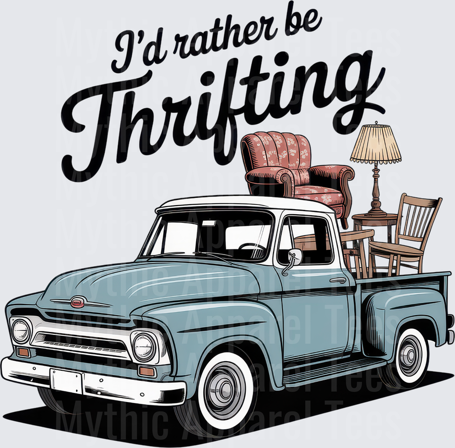 I'd Rather Be Thrifting Vintage Truck with Furniture