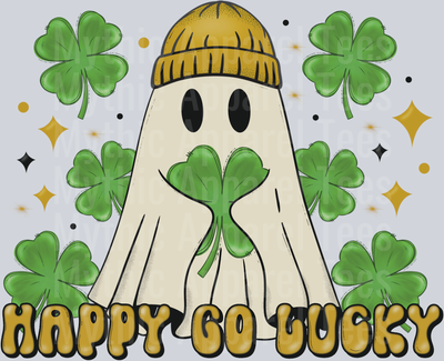 Happy go lucky ghost DTF St Patrick's Day Transfers