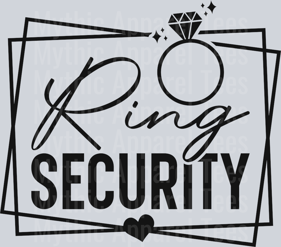 Ring security Black With Heart and Ring DTF Ring Bearer Transfers