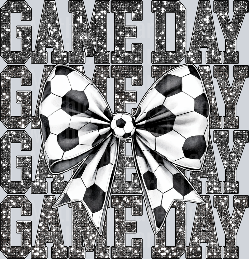 GAME DAY Soccer Glitter and bow DTF Soccer Transfers