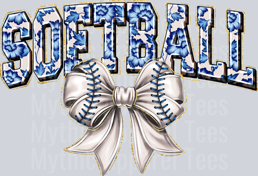 Softball Blue Bow