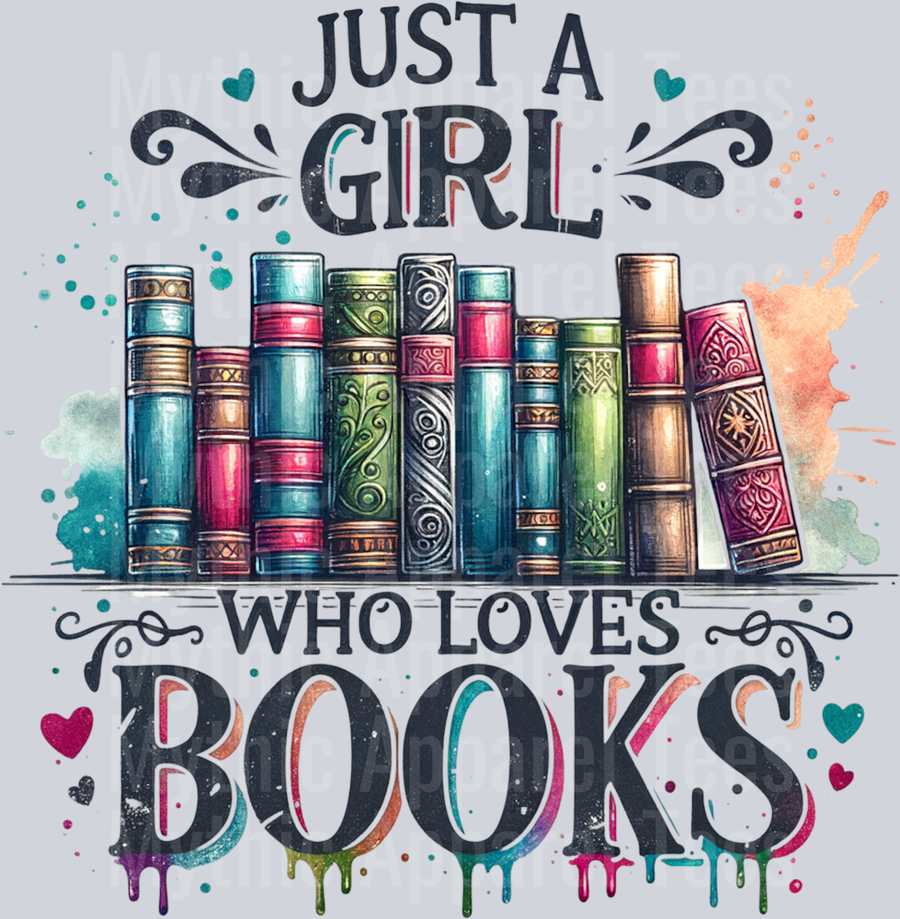 Just a Girl who Loves books DTF Book Transfers