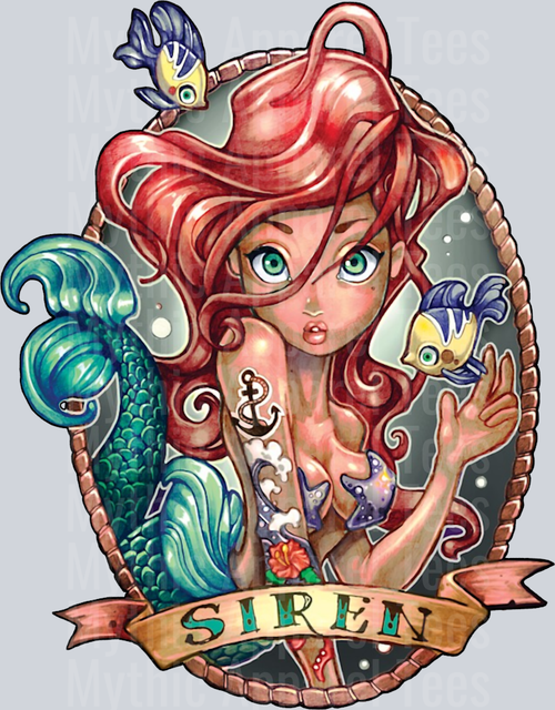Ariel Tattooed Baddies Disney Princess DTF Disney Transfers