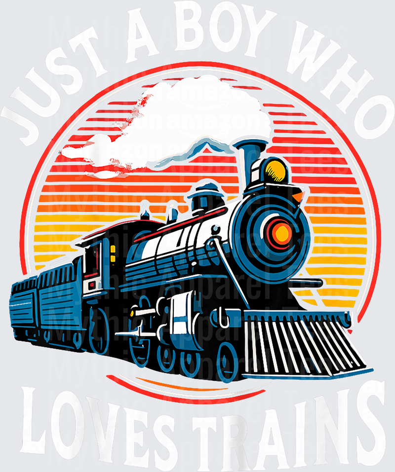Trains Just A Boy Who Loves Trains Retro Sunset Steam Engine