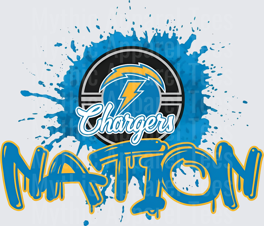 NFL Transfers Los Angeles Chargers Nation Lightning Bolt Paint Splash