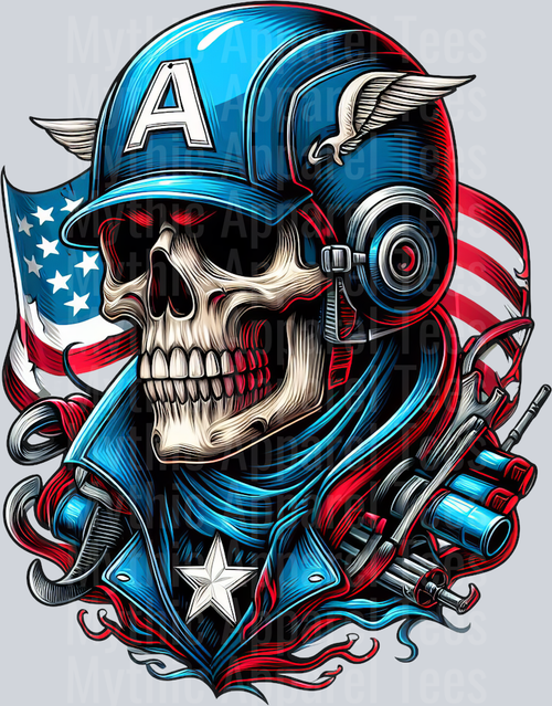 Captain America Traditional Skull Pt 2 DTF Superhero Transfers